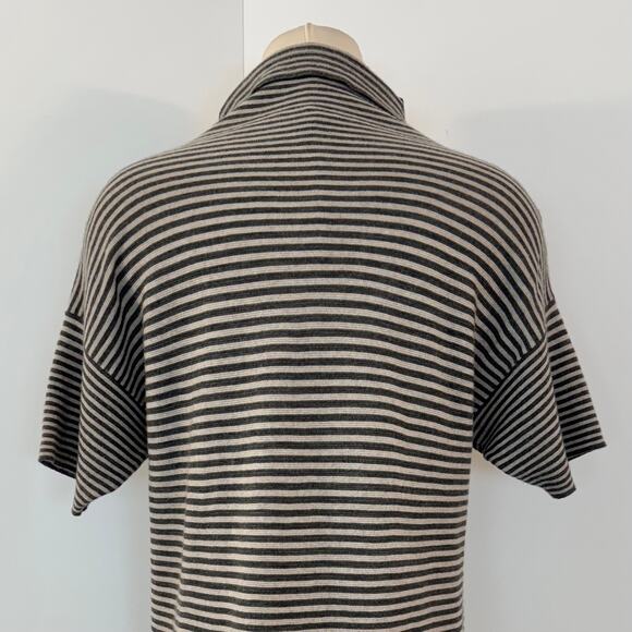 Eileen Fisher Merino Wool Sweater Dress Turtleneck Short Sleeve Striped M - Picture 6 of 10